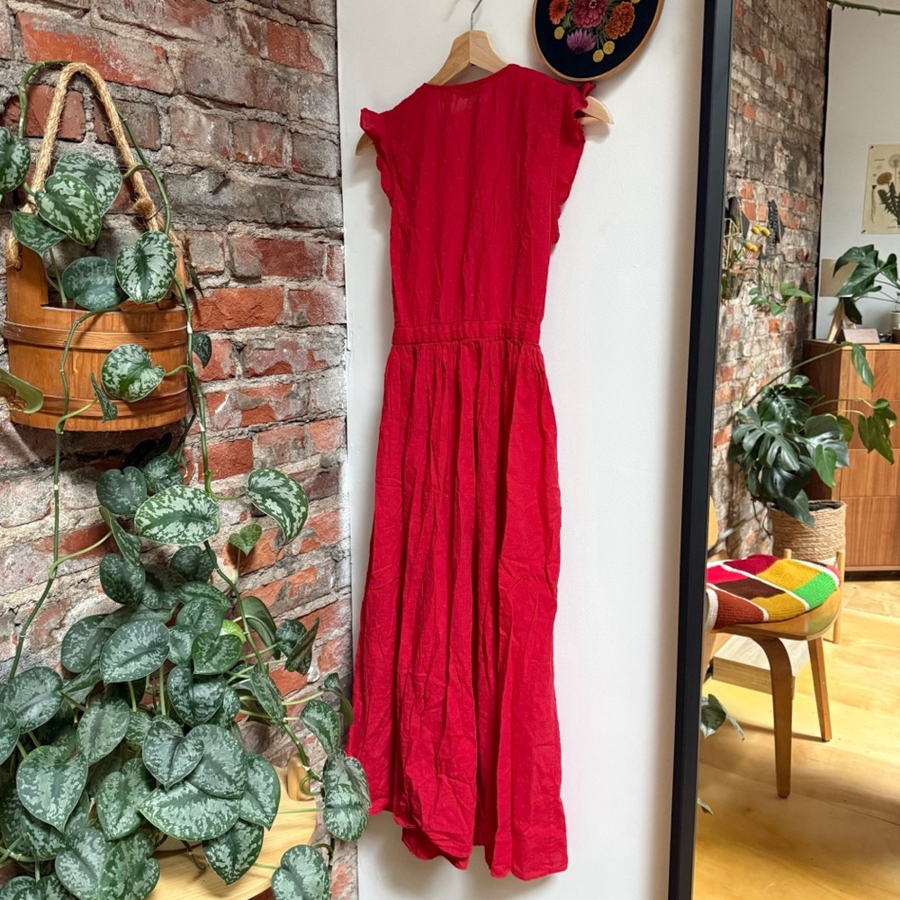 & Other Stories | Red Swiss Dot Crepe Wrap Dress | Size 2 - Picture 4 of 15